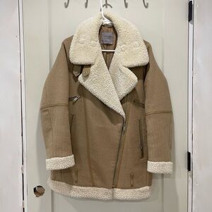 Zara Tan and Cream Shearling Jacket